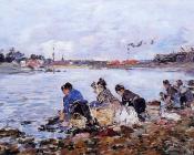 尤金 布丹 : Laundresses on the Bankes of the Touques